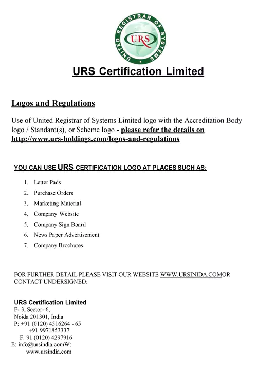 ISO LOGOS AND REGULATIONS Certificate